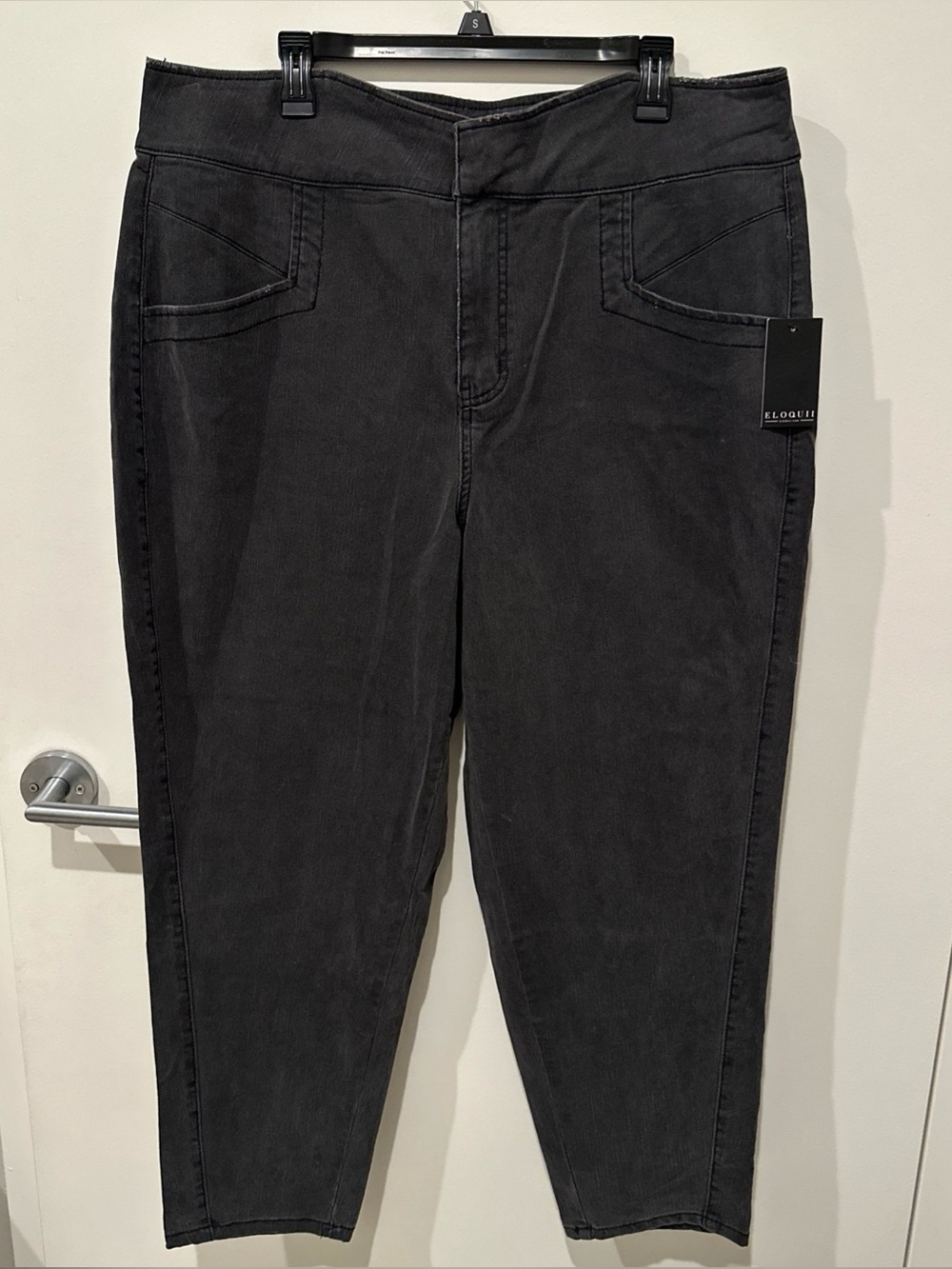 NWT Eloquii Denim Barrel Leg Jeans High Rise Denim Vintage Black 18